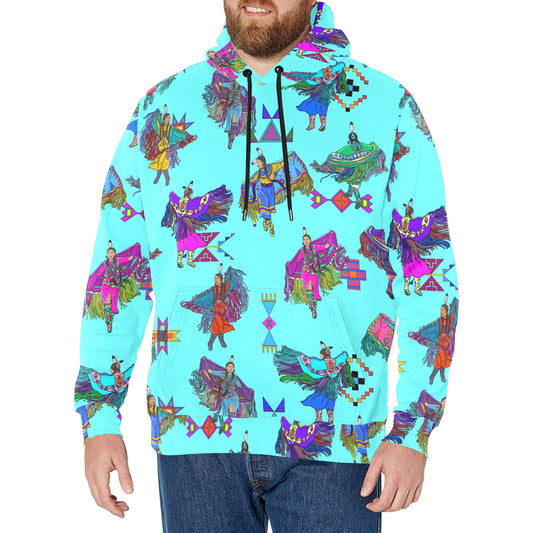 Women's Fancy Dancers Turquoise Men's Long Sleeve Fleece Hoodie