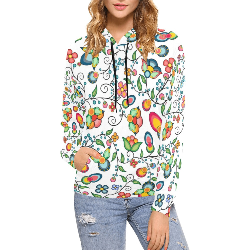 Floral Bounty White Hoodie for Women