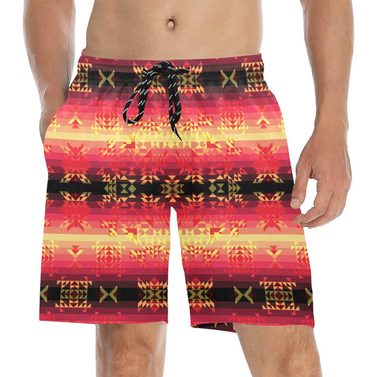 Soleil Fusion Rouge Men's Mid-Length Beach Shorts