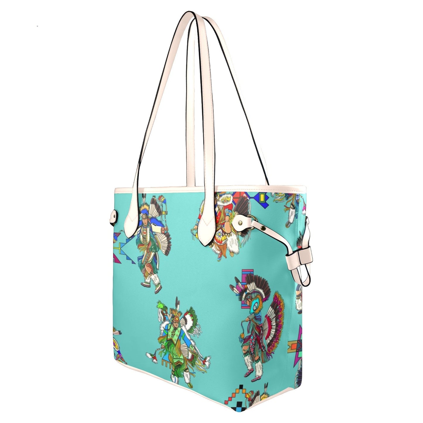 Men's Fancy Dancers Eggshell Blue Clover Canvas Tote