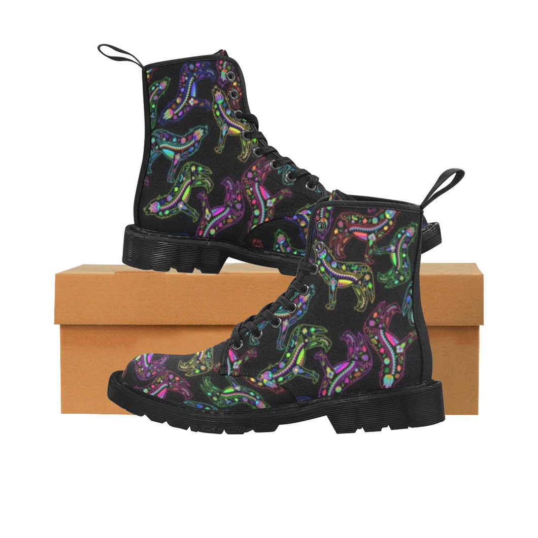 Neon Floral Wolves Boots