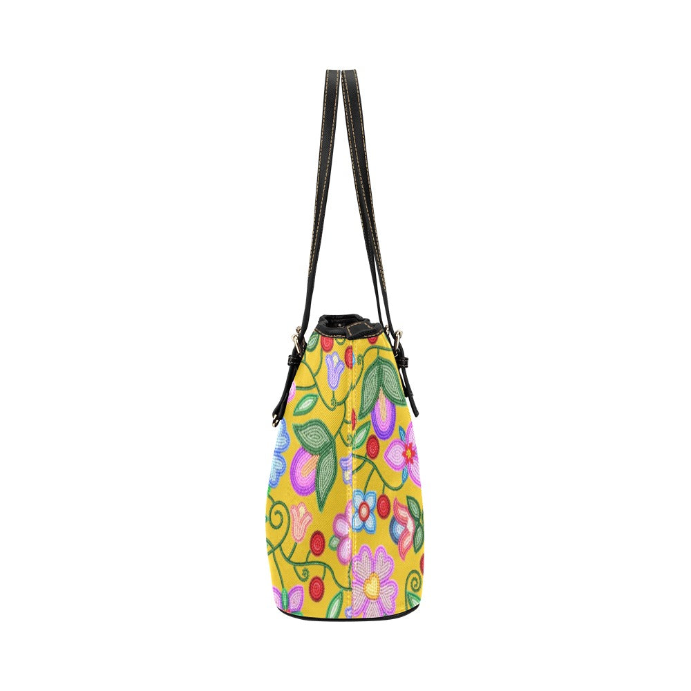 Petal Harmony Ochre Leather Tote