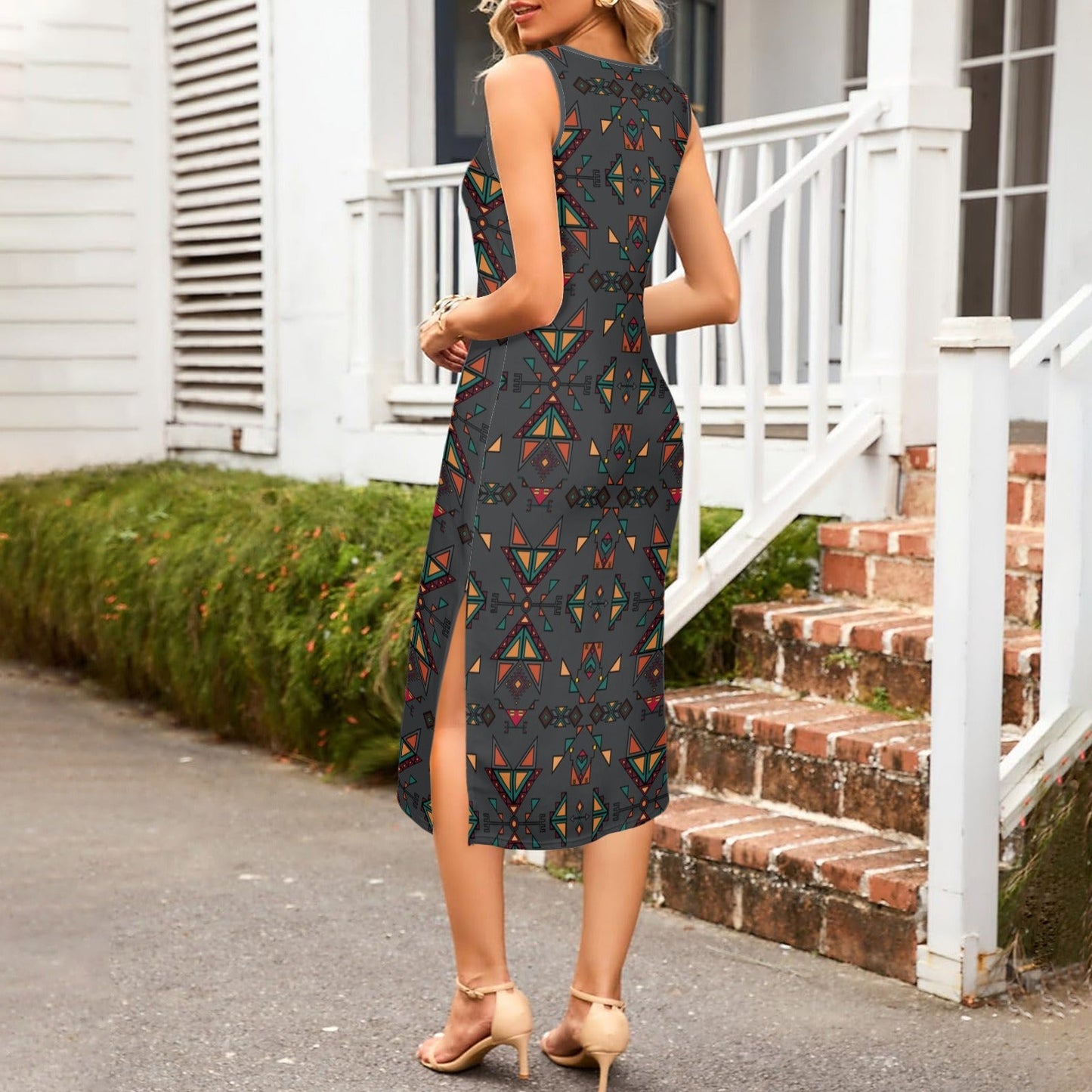 Arrow dawn Gray Phaedra Sleeveless Open Fork Long Dress