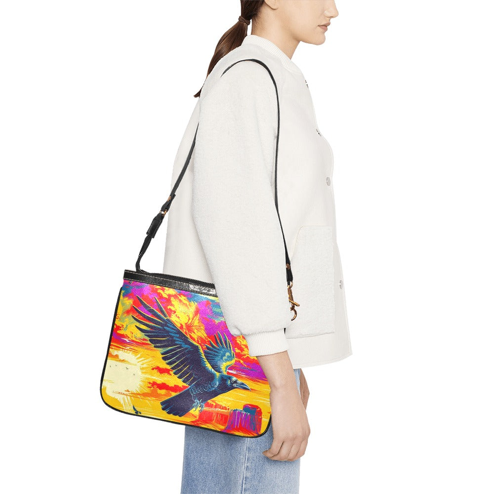 Crow Spreads His Wings Small Shoulder Bag