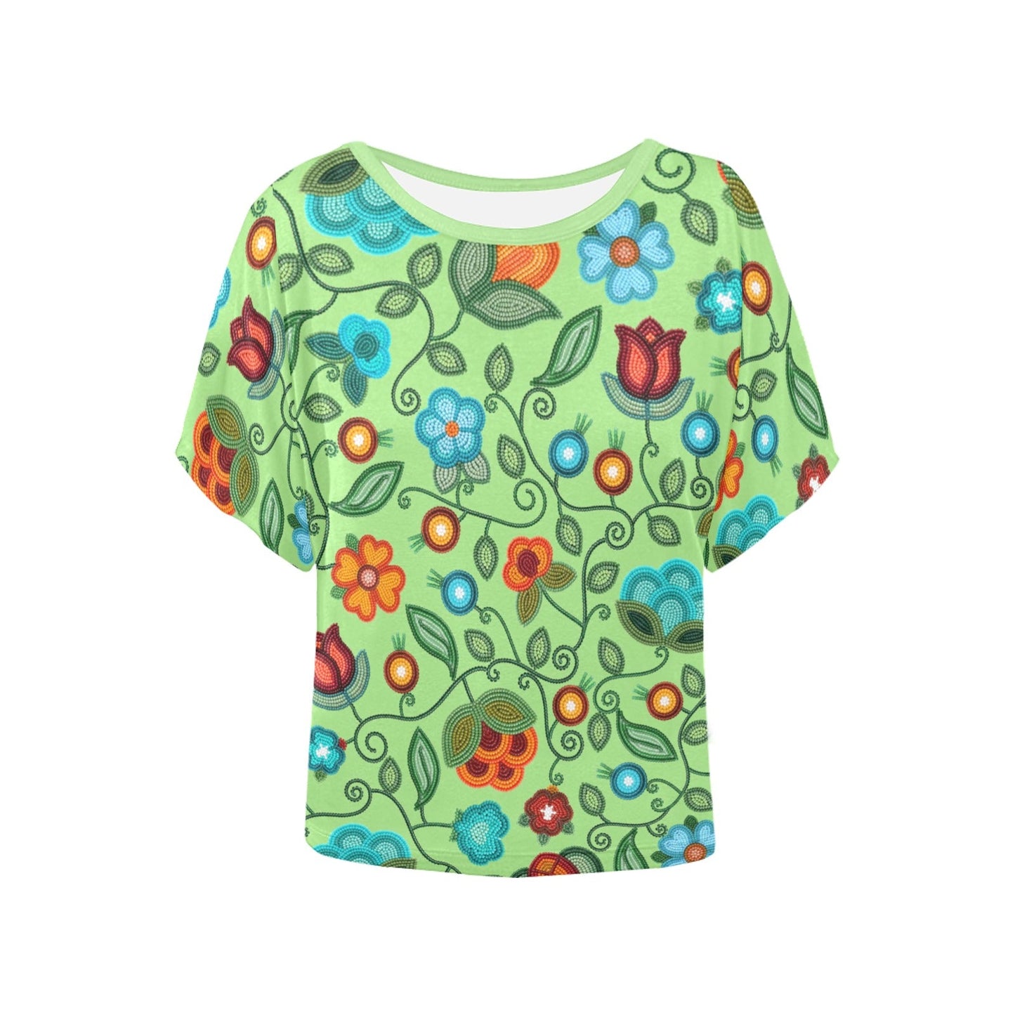 Prairie Fire Petals Sage Batwing Blouse