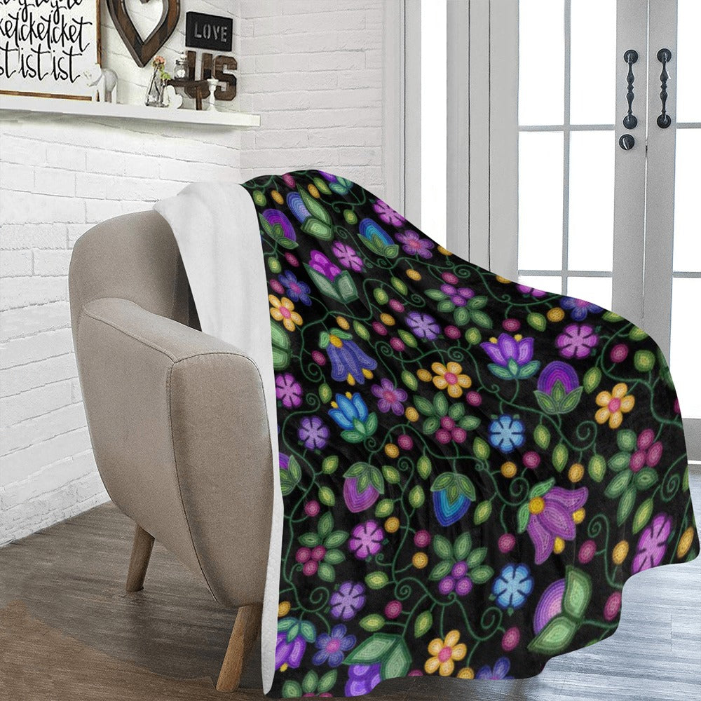 Bloom Uplift Black X-Large Micro Fleece Blanket