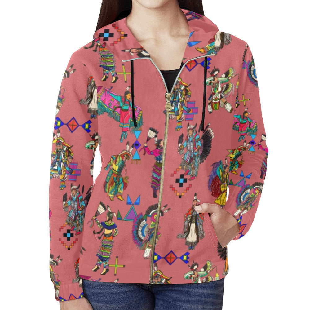 Grand Entry Dancers Terra Cotta Full Zip Hoodie for Women