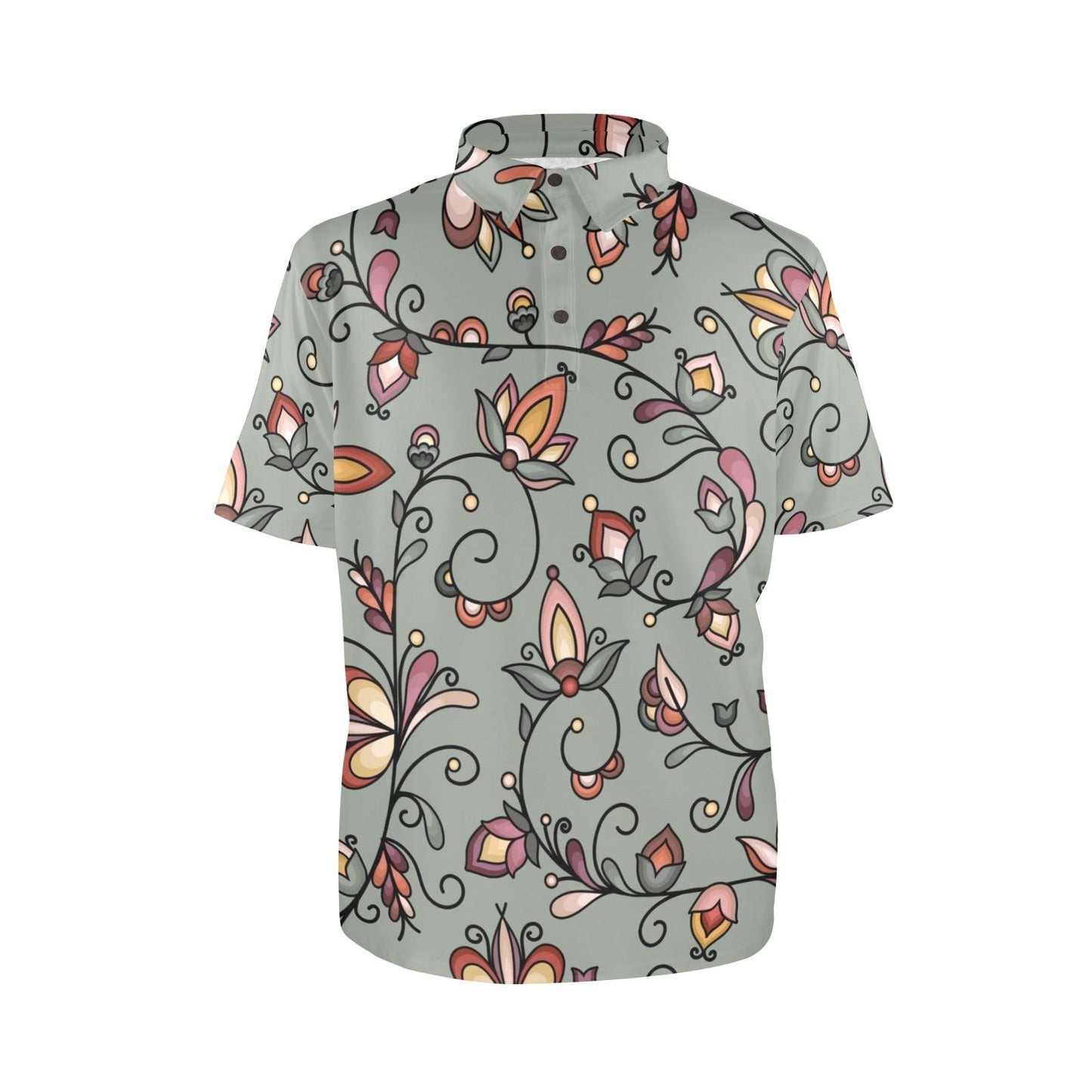 Burnt Sky Petals Green Polo Shirt