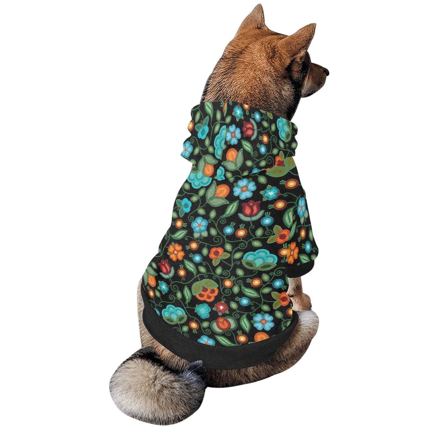 Prairie Fire Petals Black Pet Hoodie