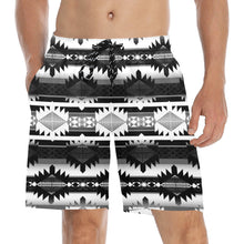 Load image into Gallery viewer, Okotoks Black and White Men&#39;s Mid-Length Beach Shorts
