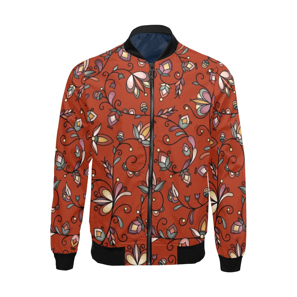 Burnt Sky Petals Red Bomber Jacket for Men