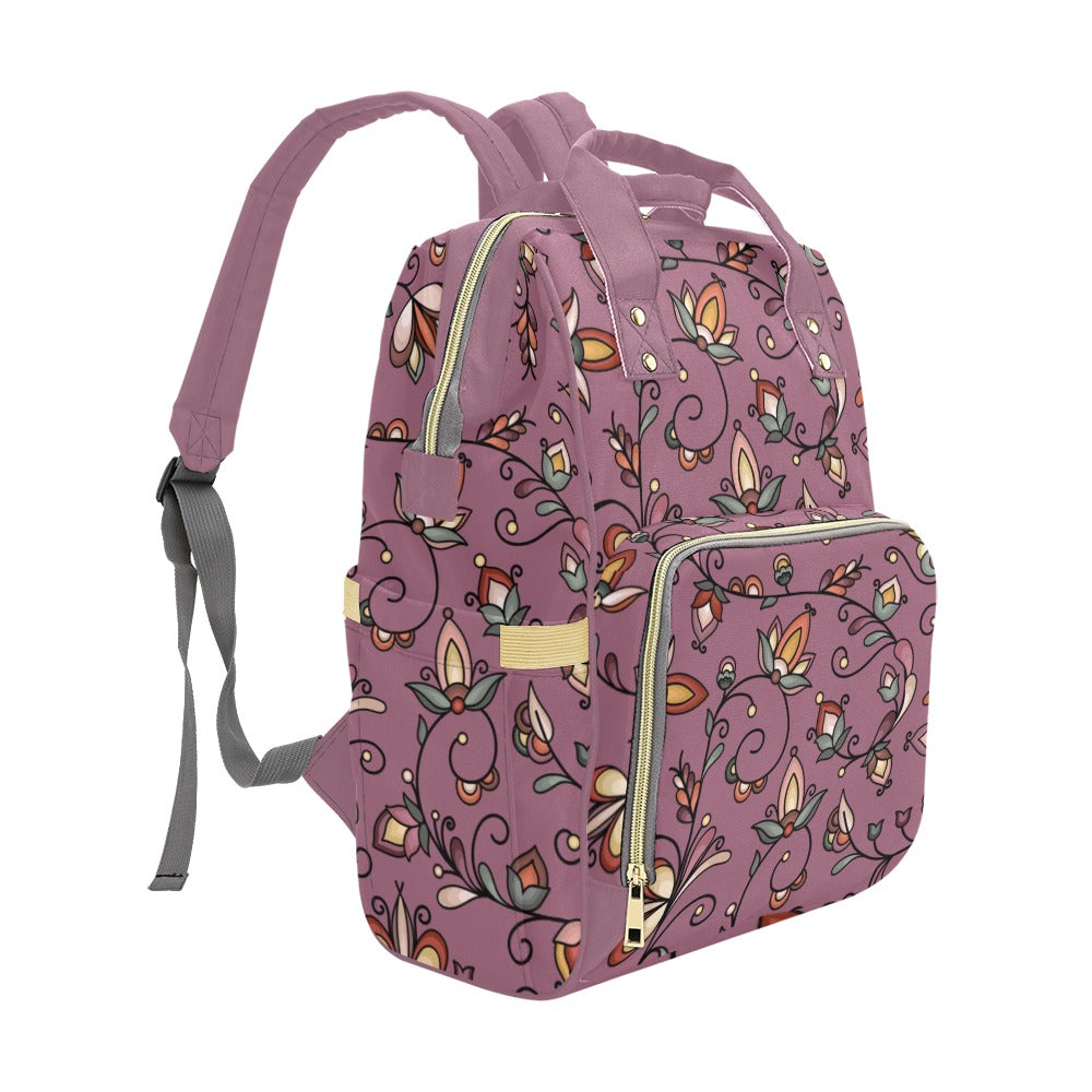 Burnt Sky Petals Magenta Multi-Function Diaper Backpack/Diaper Bag