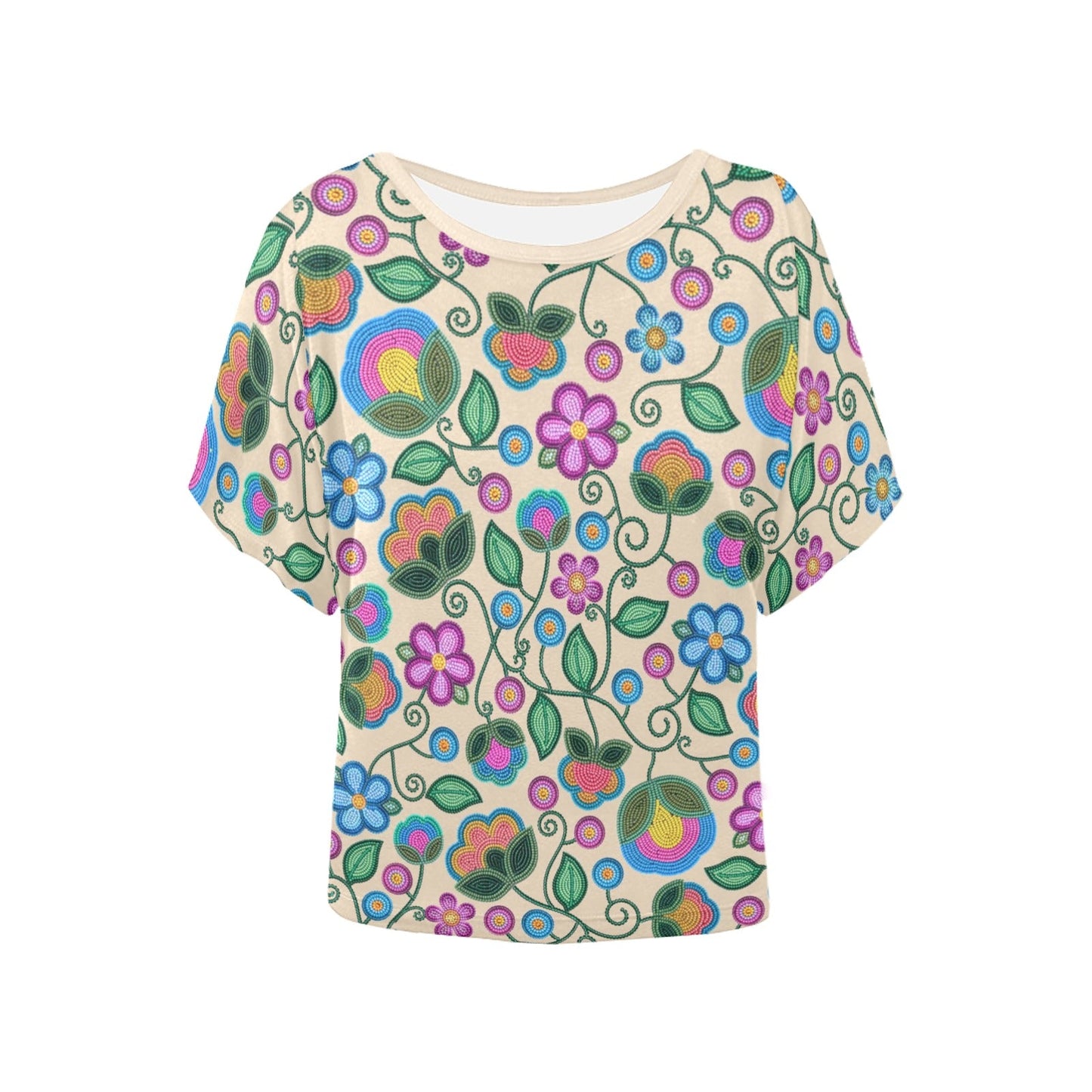 Turquoise Sunbeam Cream Batwing Blouse