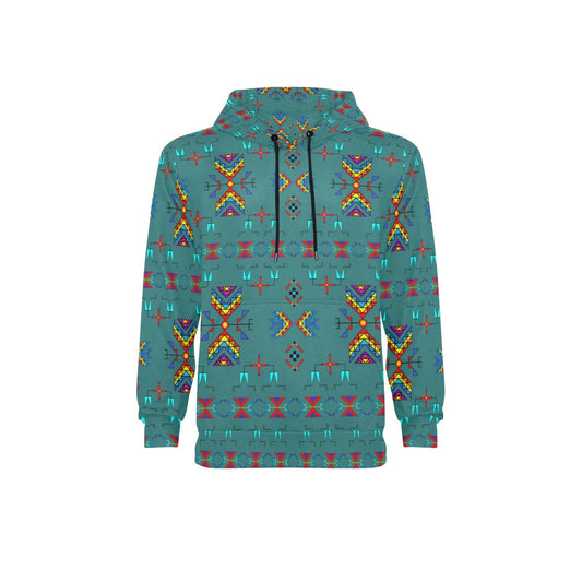 Rainy Chief Rainbow Teal Sky Fleece Hoodie