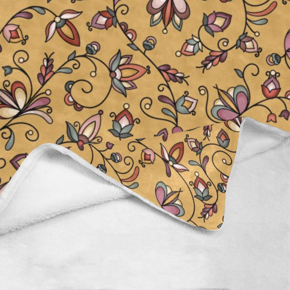 Burnt Sky Petals Gold X-Large Micro Fleece Blanket