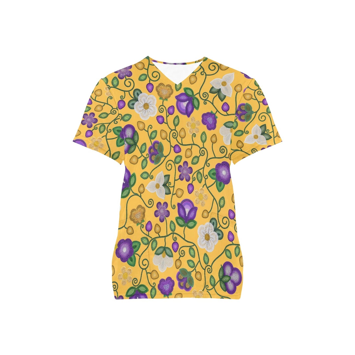 Midnight Moss Bloom Yellow Scrub Top