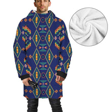 Load image into Gallery viewer, Travois Tipi Blue Unisex Sherpa Lined Hooded Coat
