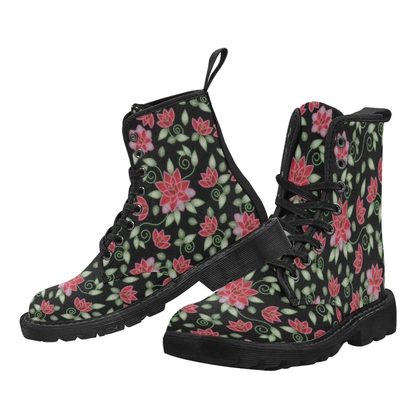 Red Beaded Rose Boots