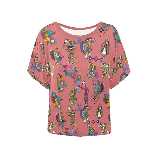 Grand Entry Dancers Terra Cotta Women's Batwing-Sleeved Blouse T shirt