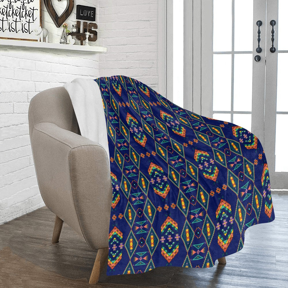 Travois Tipi Blue Ultra-Soft Micro Fleece Blanket 50"x60"