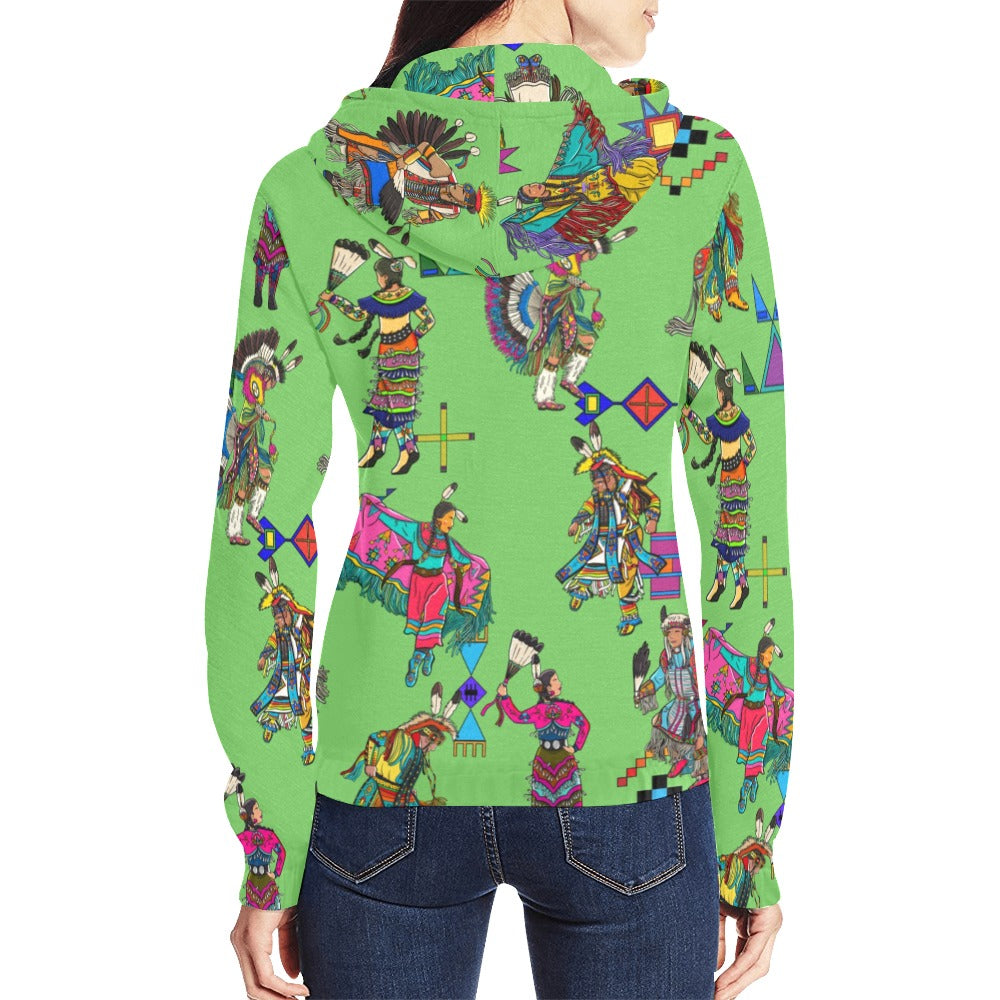 Grand Entry Dancers Grass Full Zip Hoodie for Women