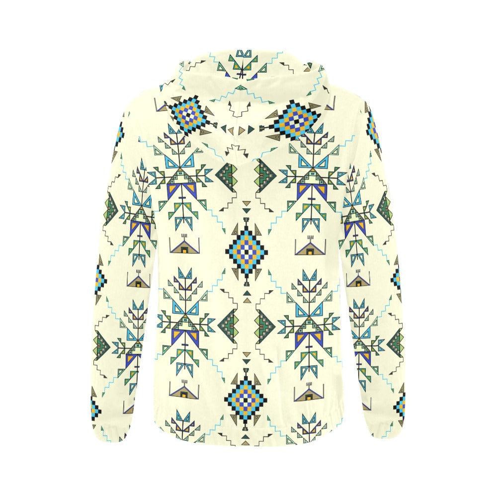 Bear Shield Cream Full Zip Hoodie for Women