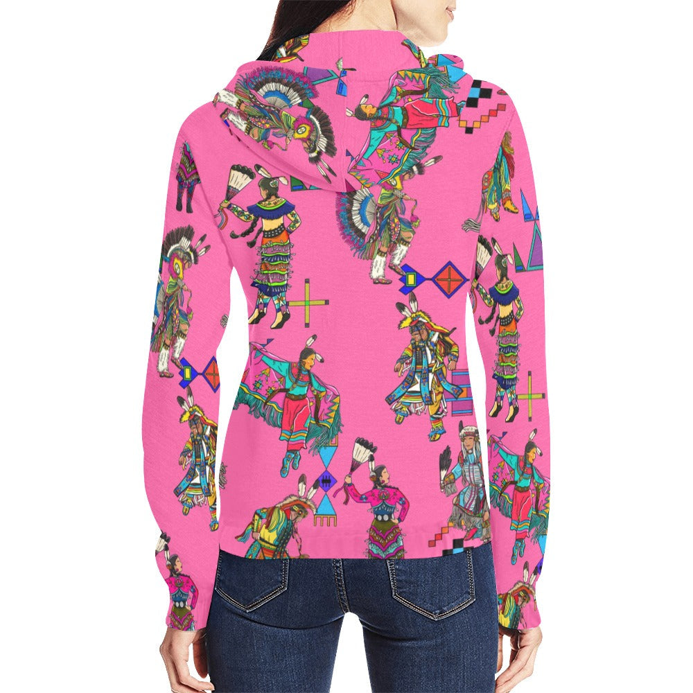 Grand Entry Dancer Pink Full Zip Hoodie for Women