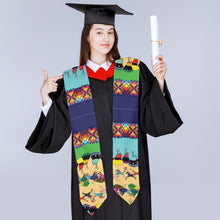 Load image into Gallery viewer, Horses and Buffalo Ledger Blue Graduation Stole
