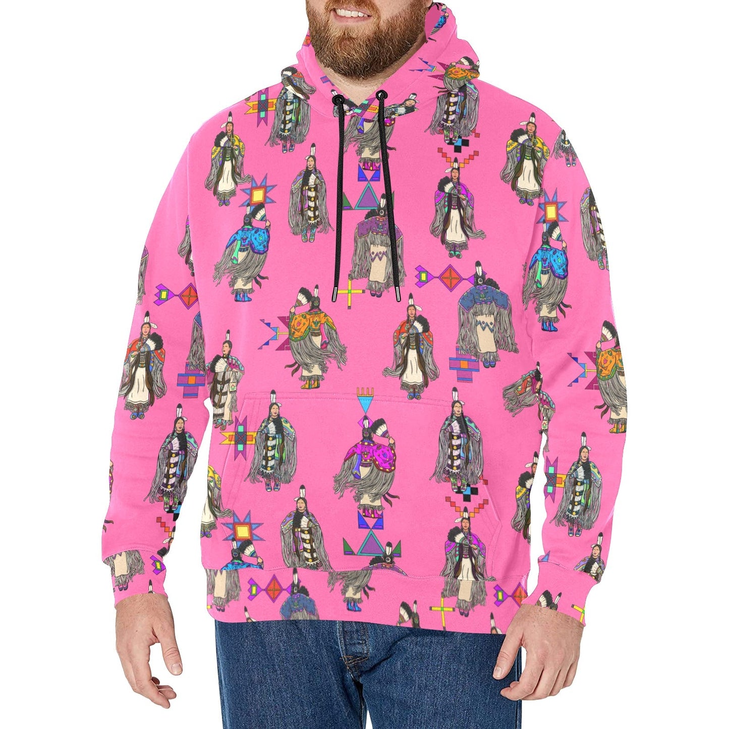 Women's Tradish Dancers Pink Men's Long Sleeve Fleece Hoodie