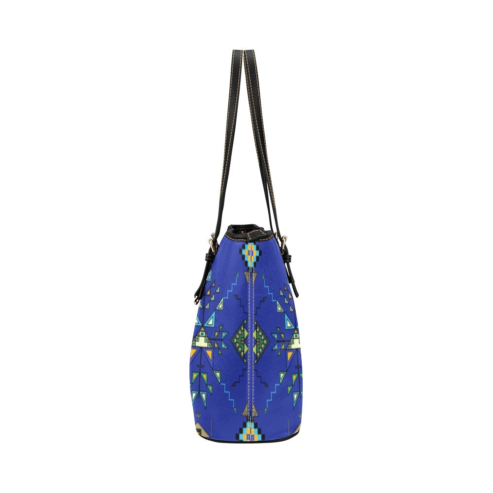 Bear Shield Dark Blue Leather Tote