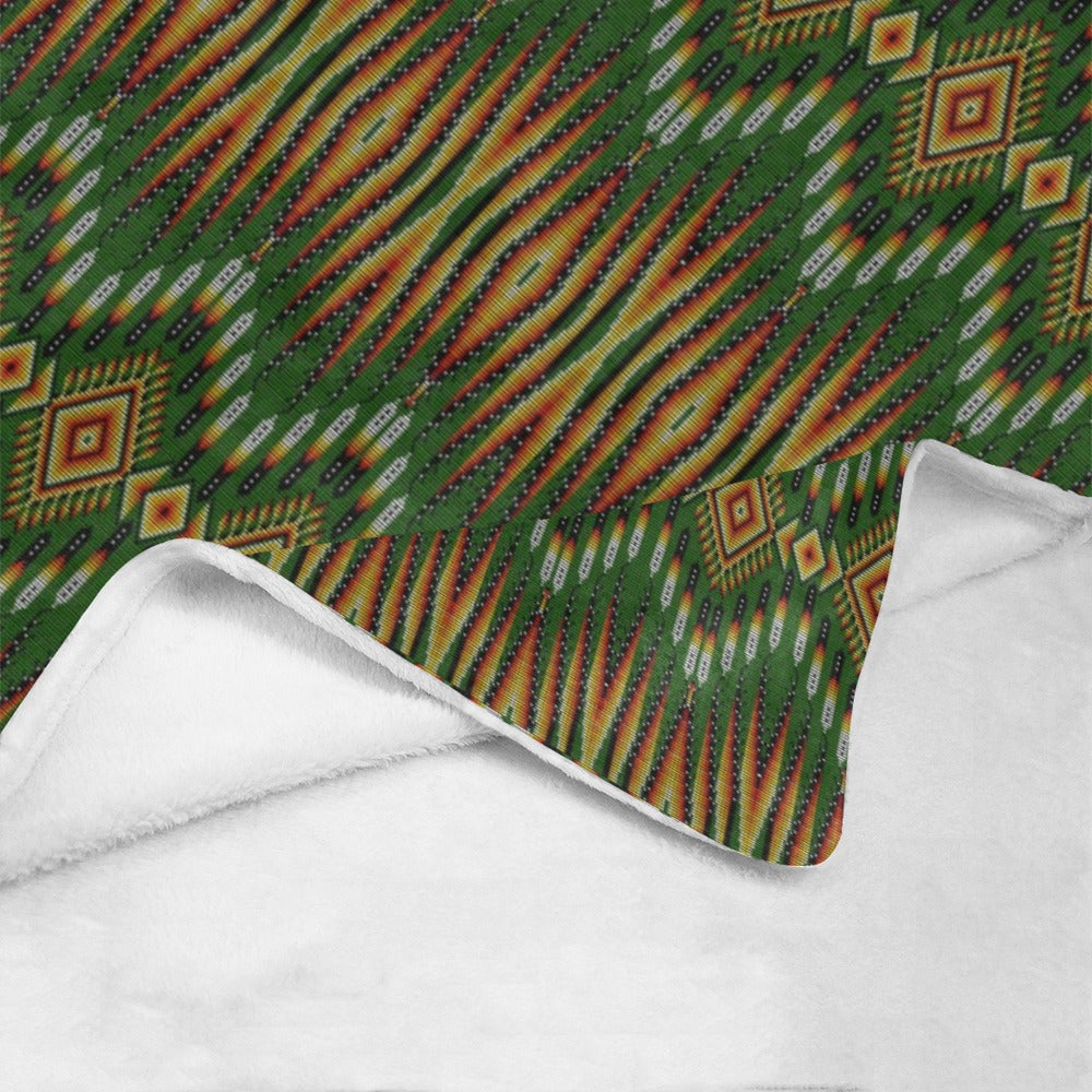 Fire Feather Green X-Large Micro Fleece Blanket