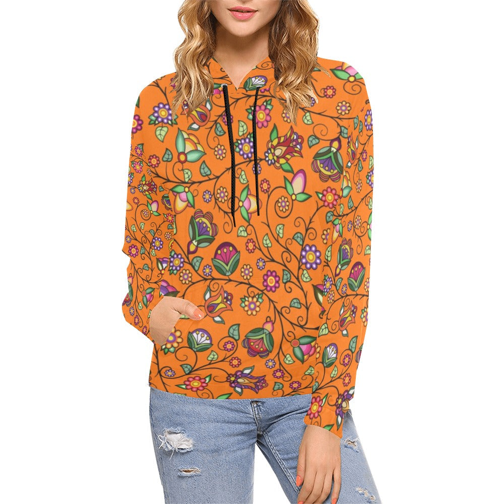 Heartbeat Petals Orange Hoodie for Women