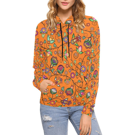 Heartbeat Petals Orange Hoodie for Women