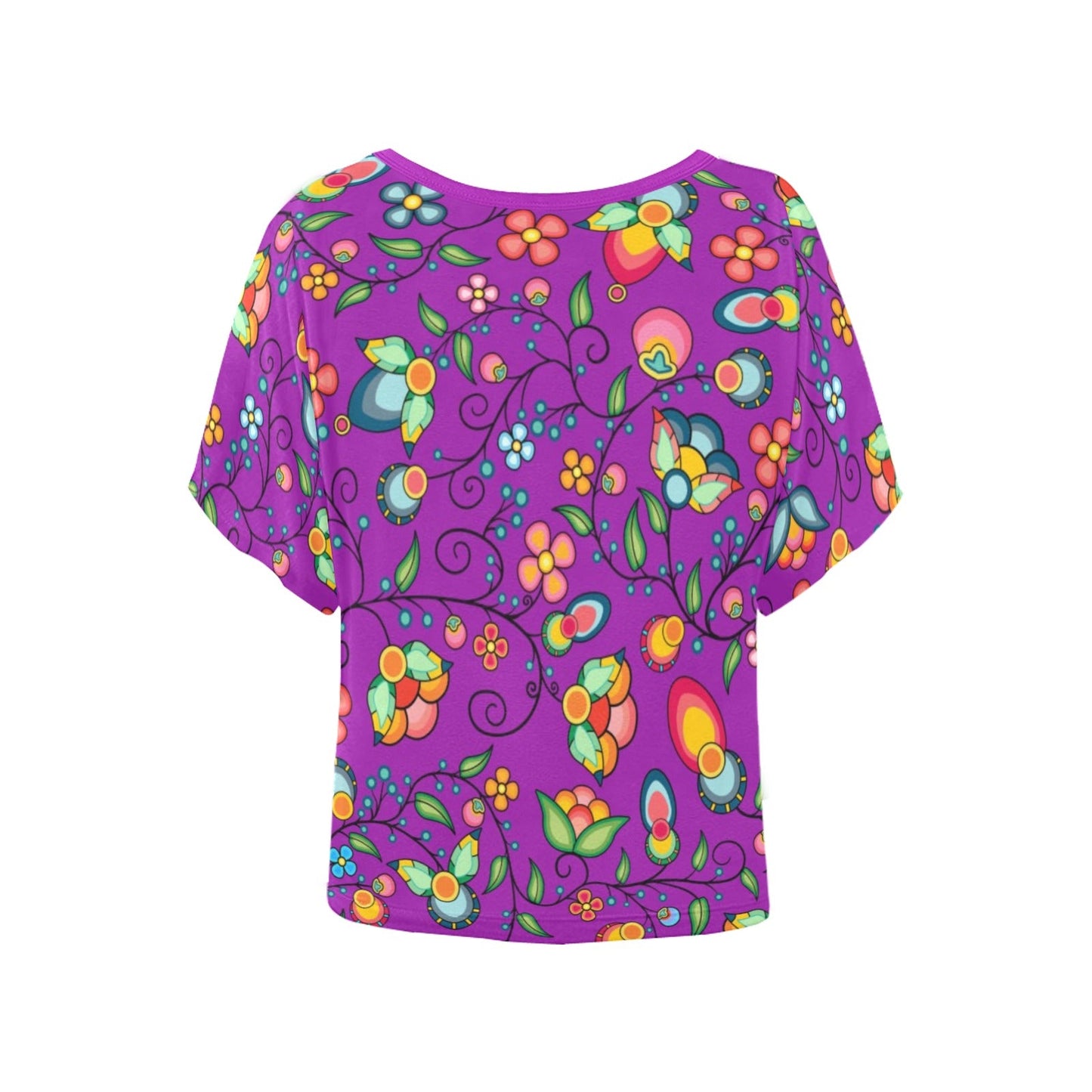 Floral Bounty Purple Women's Batwing-Sleeved Blouse T shirt