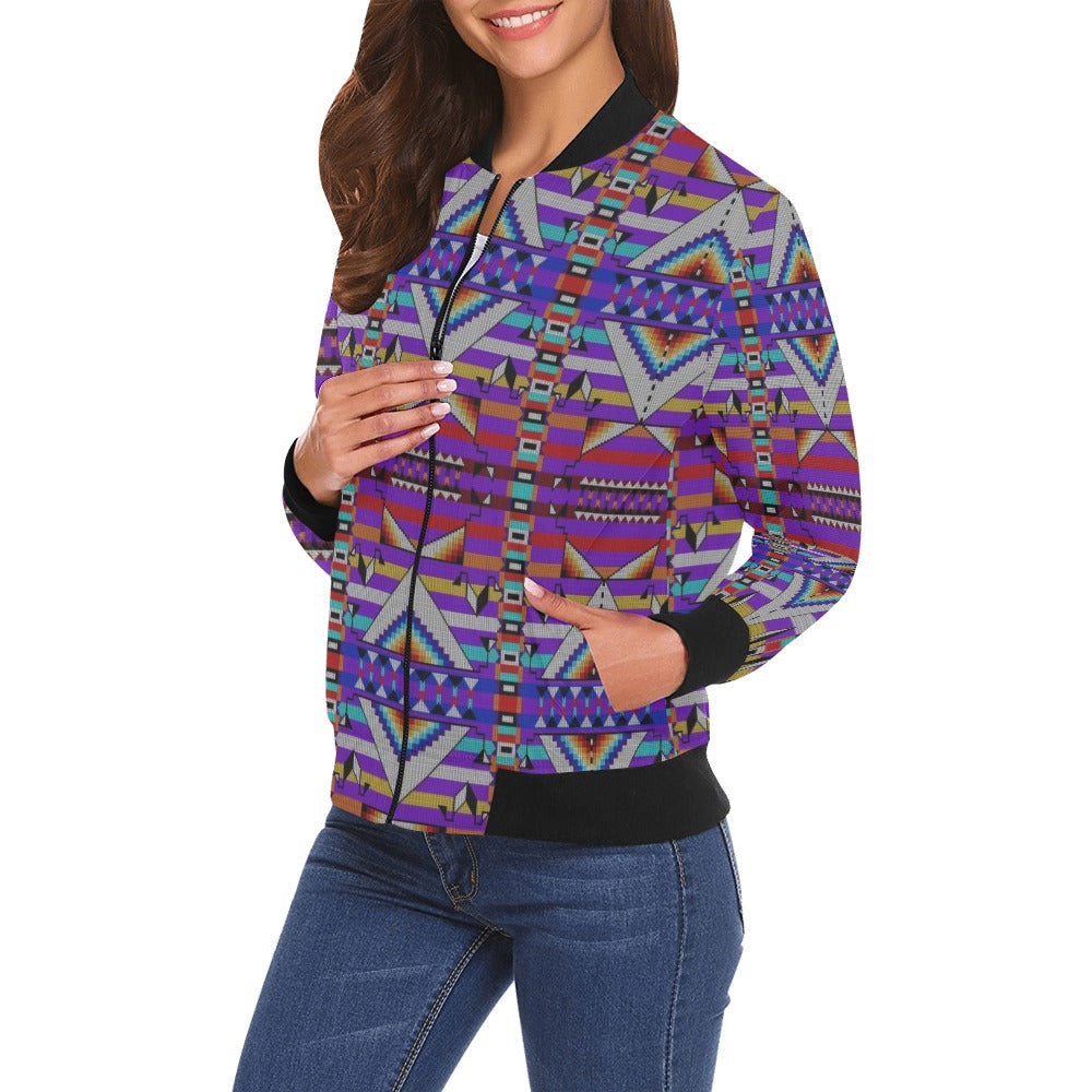 Medicine Blessing Purple Bomber Jacket for Women