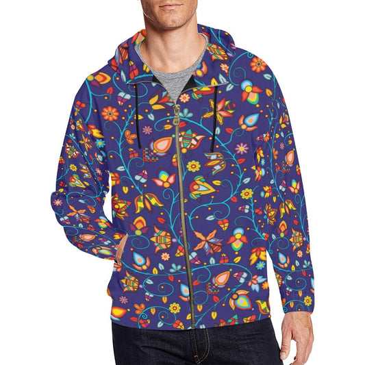 Thorny Path Blue Men's Zipper Hoodie