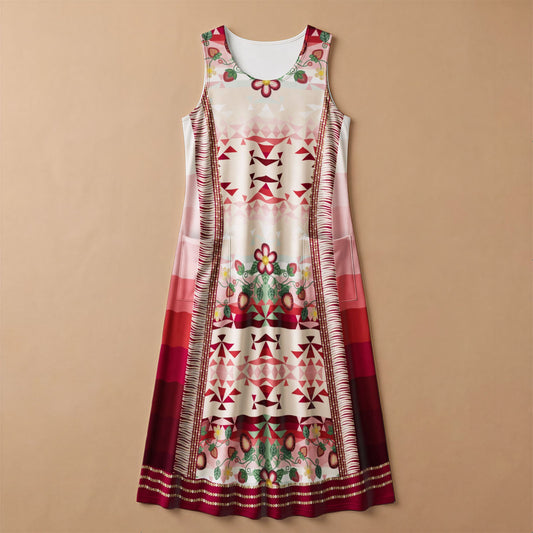 Sacred Strawberry Maroon 2 Women's Sleeveless Long Dress