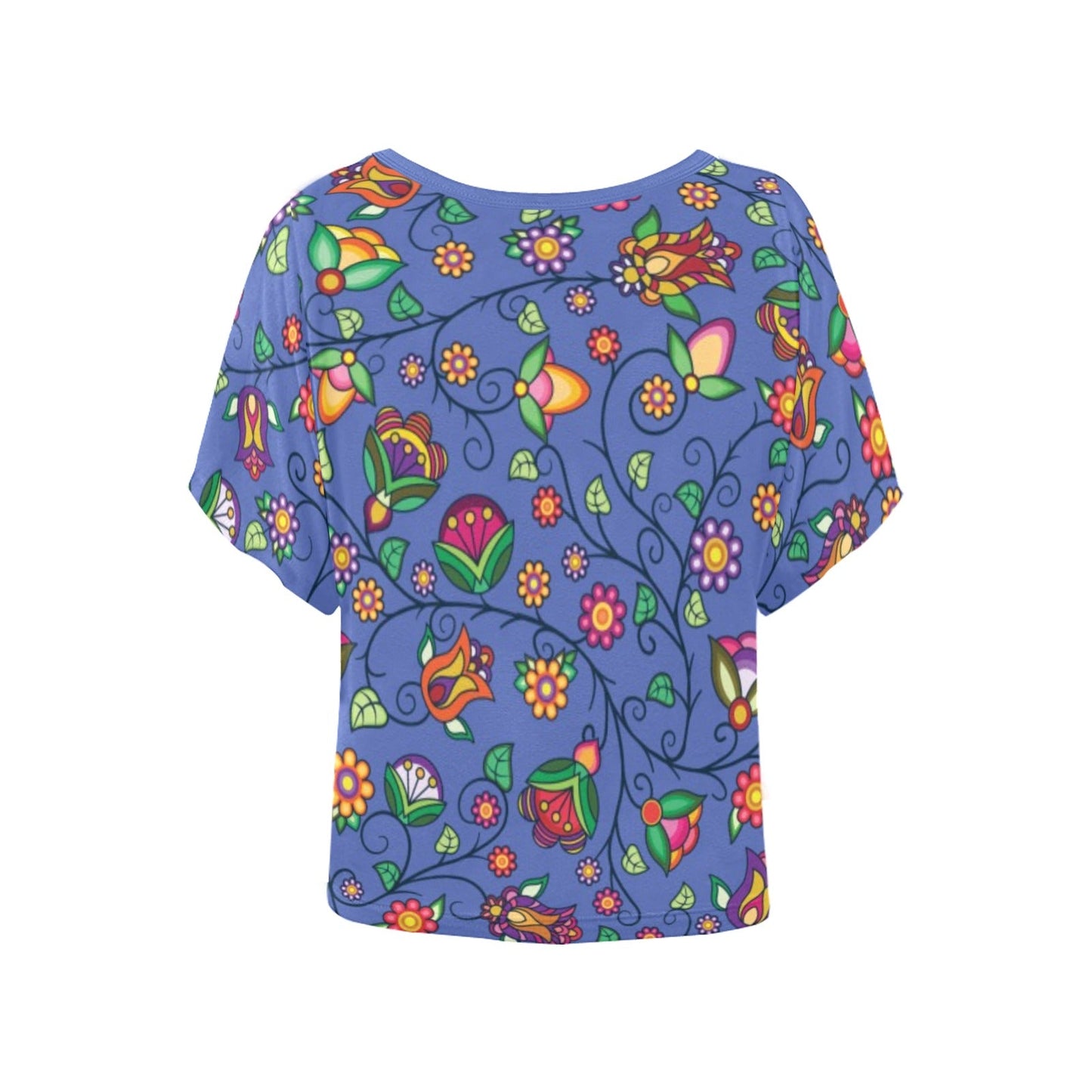 Heartbeat Petals Blue Women's Batwing-Sleeved Blouse T shirt