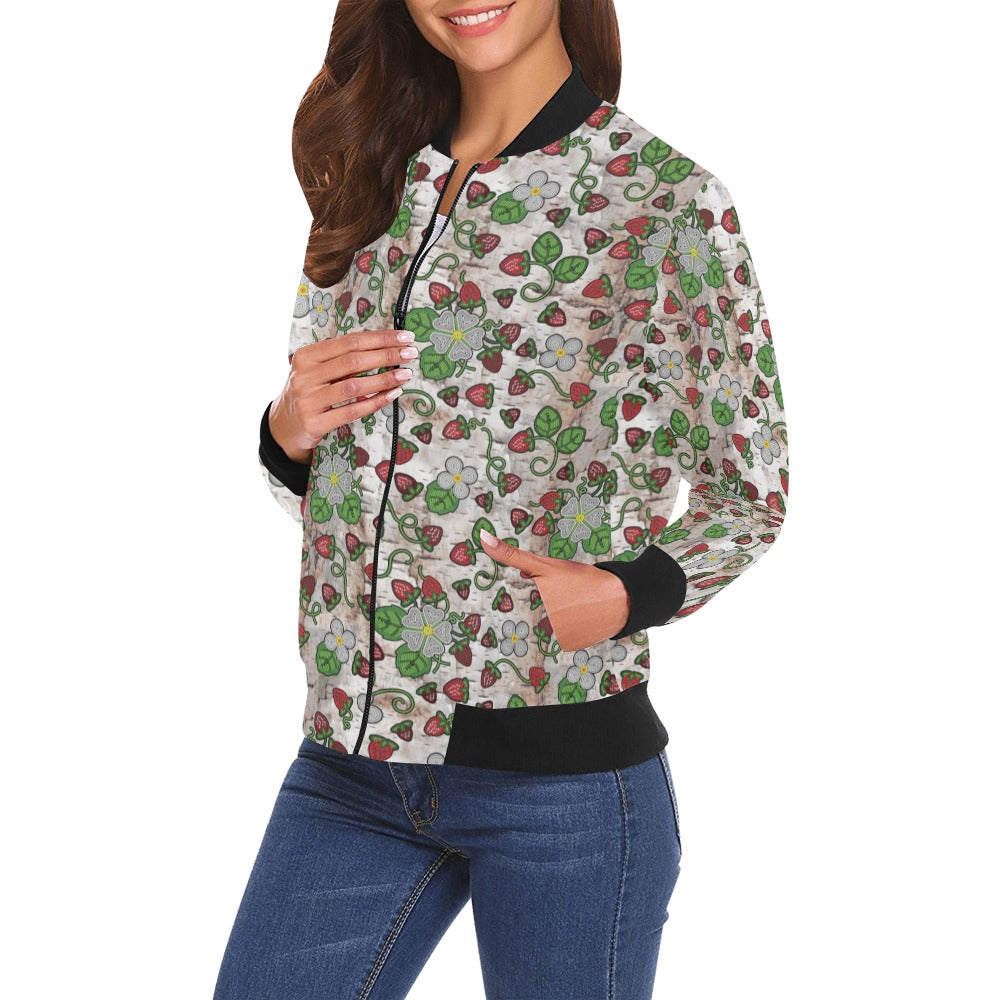 Strawberry Dreams Br Bark Bomber Jacket for Women