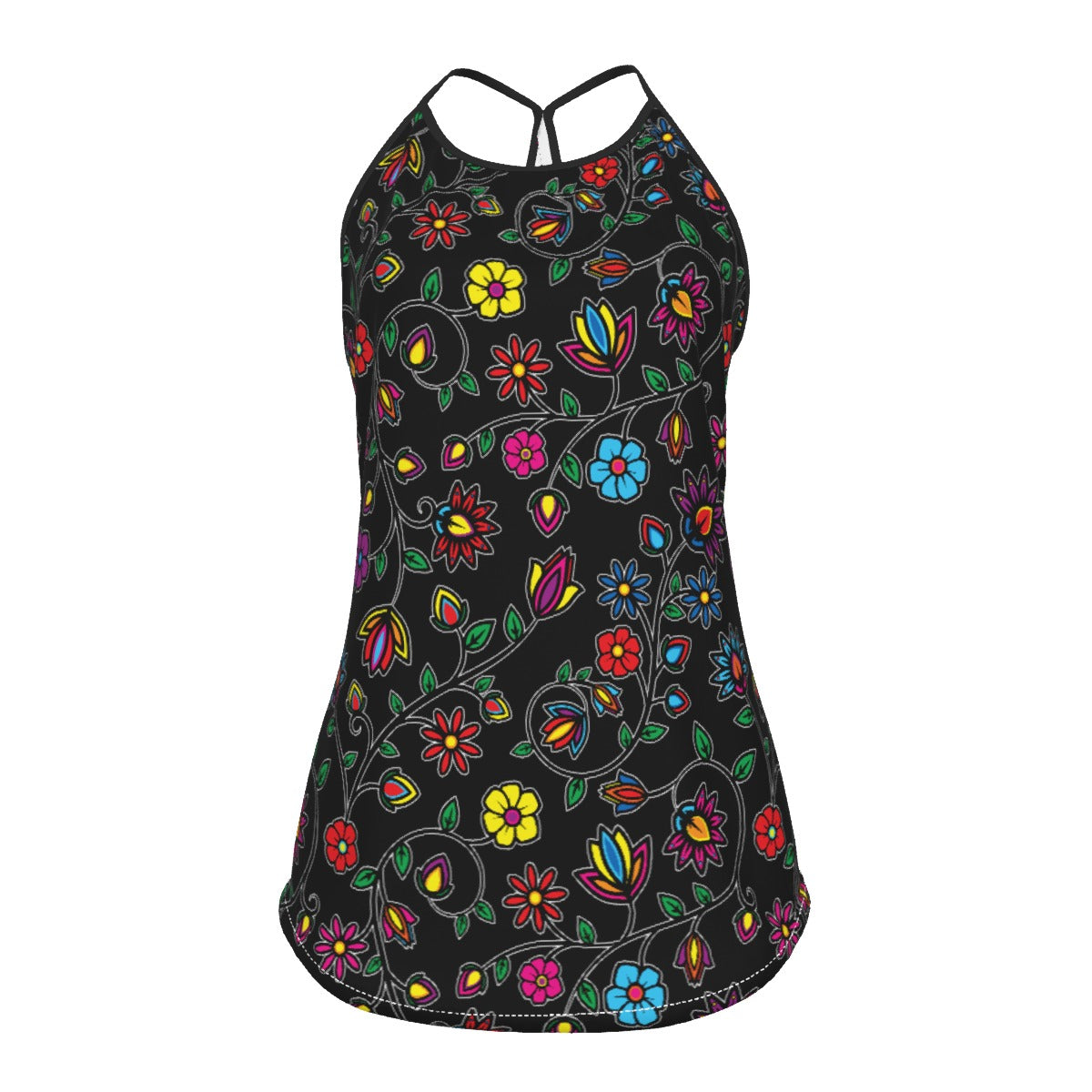 Nature's Nexus Black Criss-Cross Open Back Tank Top