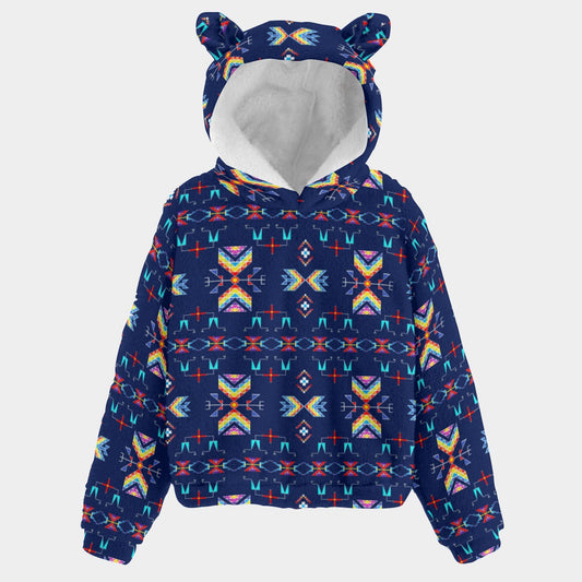 Rainy Chief Rainbow Night Lake Youth Hoodie with Ears