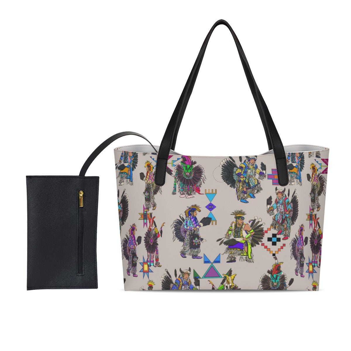 Men's Tradish Dancers Muslin White Shopping Tote Bag With Black Mini Purse