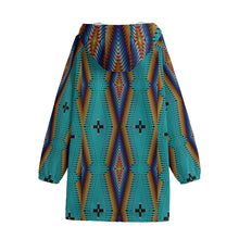 Load image into Gallery viewer, Diamond in the Bluff Turquoise Long Windbreaker
