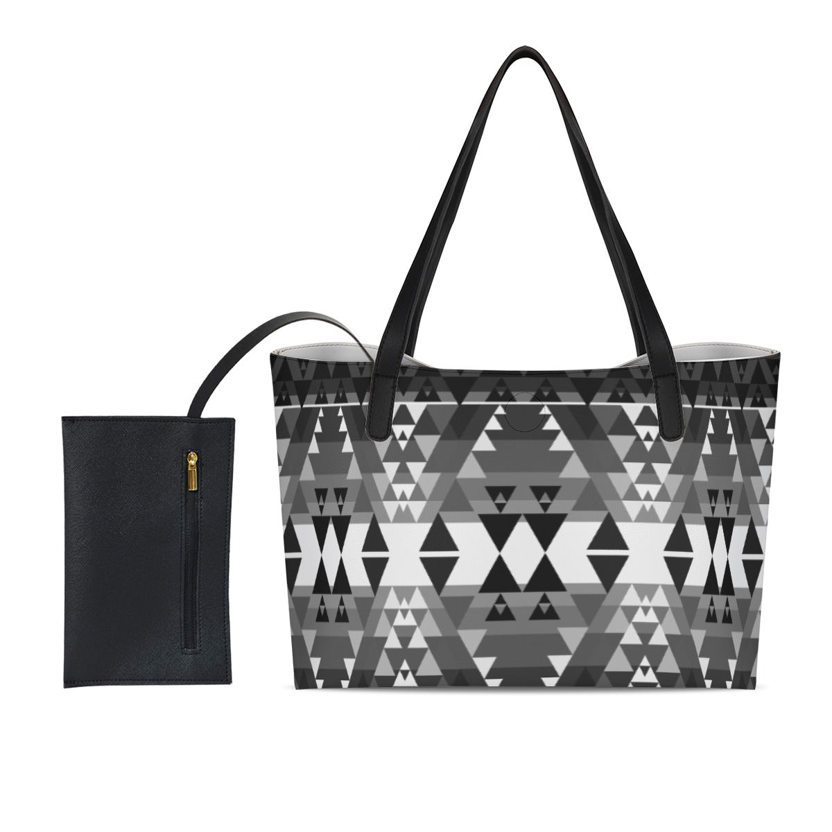 Writing on Stone Black and White Shopping Tote Bag With Mini Purse