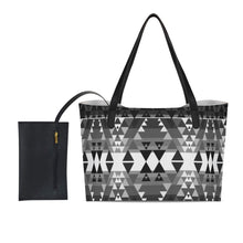 Load image into Gallery viewer, Writing on Stone Black and White Shopping Tote Bag With Mini Purse
