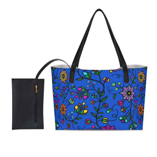 Prairie Paintbrush Blue Shopping Tote Bag With Mini Purse