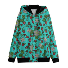 Load image into Gallery viewer, Strawberry Dreams Turquoise Varsity Jacket
