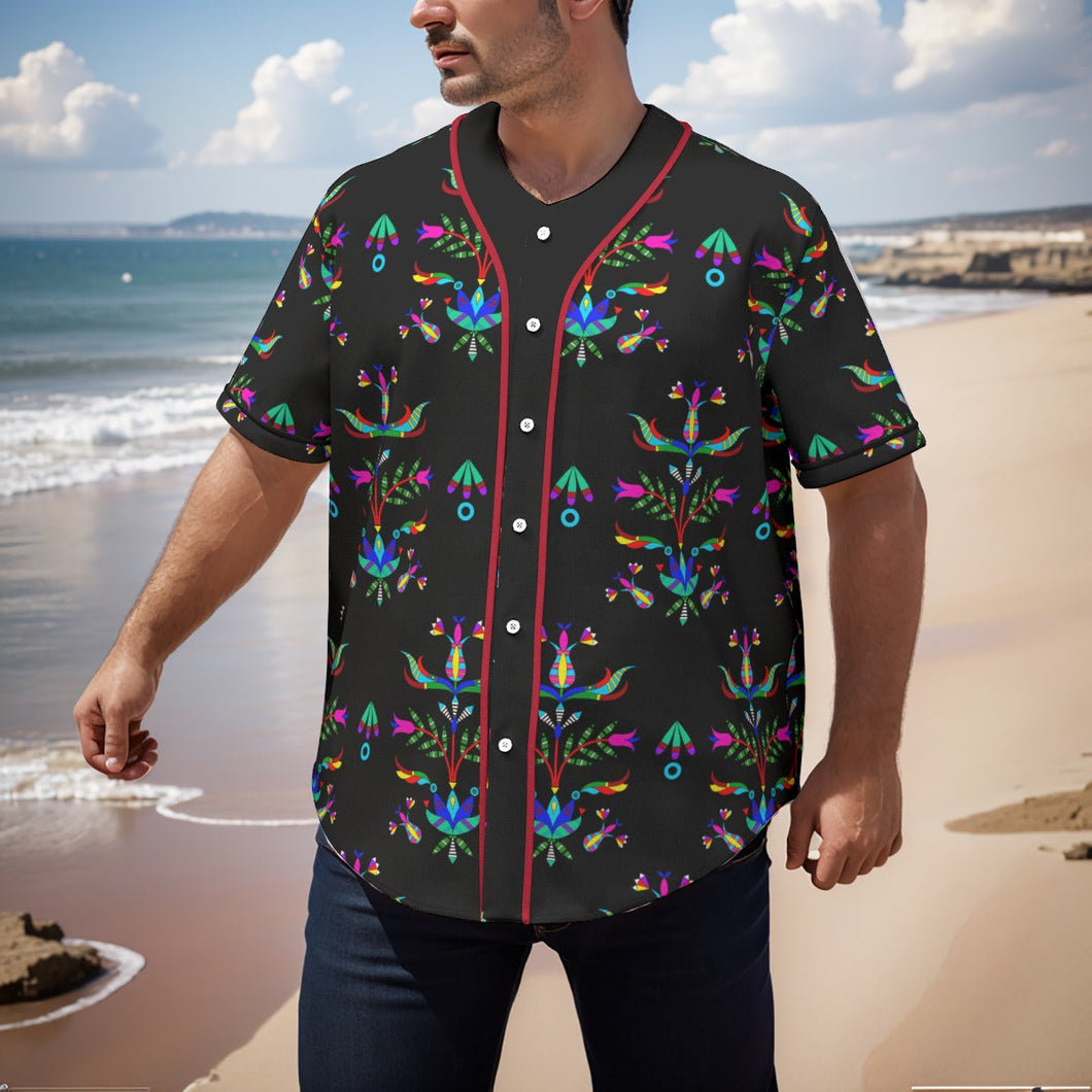 Dakota Damask Black Short Sleeve Baseball Jersey