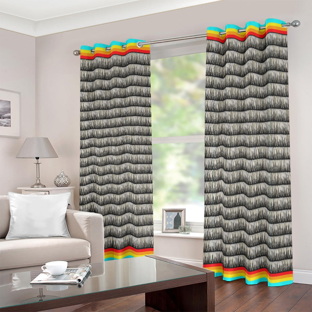 Dentalium on Black Blackout Grommet Curtains