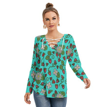 Load image into Gallery viewer, Strawberry Dreams Turquoise Tie Sweatshirt
